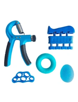 5Pc Hand And Finger Strength Kit - Hand Grips Finger Exerciser Therapy Ball - Blue