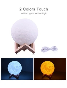 3D Moon Night Light Rechargeable Remote- Moon 12cm- 2 Colors Touch