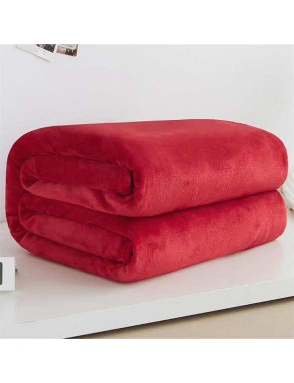 Super Soft Fleece Blanket 220Gsm- Red- 200x230cm (78x90inch), hi-res image number null