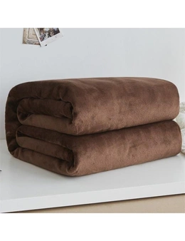 Super Soft Fleece Blanket 220Gsm- Coffee- 200x230cm (78x90inch)