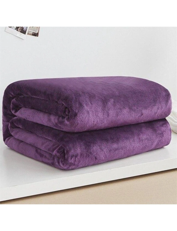 Super Soft Fleece Blanket 220Gsm- Dark Purple- 150x200cm (58x78inch), hi-res image number null