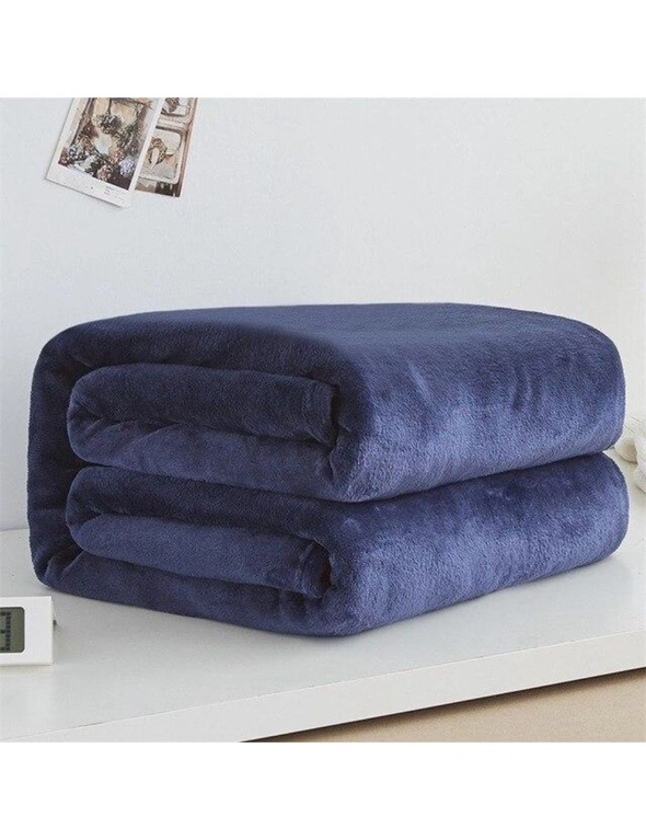 Super Soft Fleece Blanket 220Gsm- Dark Blue- 200x230cm (78x90inch), hi-res image number null
