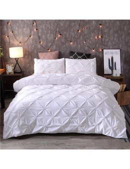 Luxury Duvet Cover Set Pinch Pleat 2/3Pcs Quilt Cover Bedding Set - White - 200X200cm 3Pcs