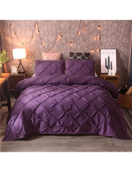 Luxury Duvet Cover Set Pinch Pleat 2/3Pcs Quilt Cover Bedding Set - Purple - 200X200cm 3Pcs