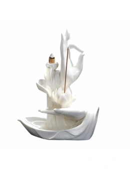 Zen Incense Burner Relaxation Meditation Tool- White- Flower