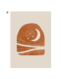 Celestial Canvas Abstract Lanscape Sun And Moon Prints - 30X40cm - C
