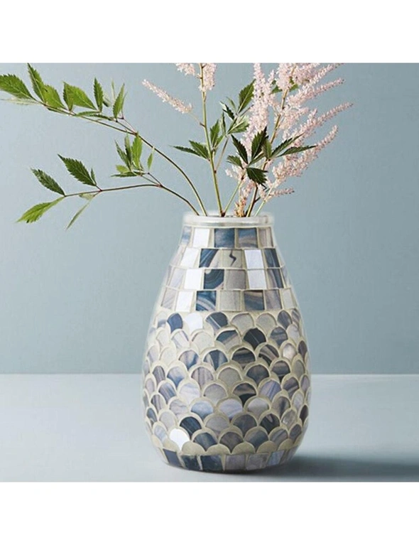 Mosaic Glass Vase Home Decor Accessories - Blue, hi-res image number null