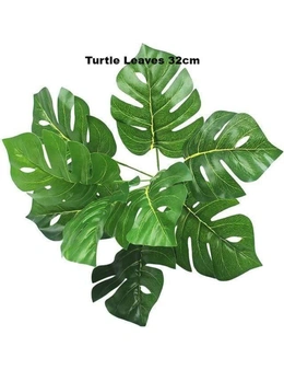 Green Turtle Leaves Artificial Plant Home Decor- 7 Pieces Turtle Leaves 32cm