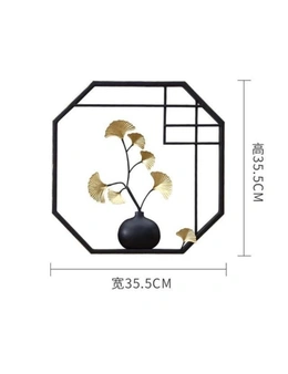 Chinese Ginkgo Biloba Teapot Or Vase Iron Hanging Wall Art Home Decor- H35cmxW35.5cm