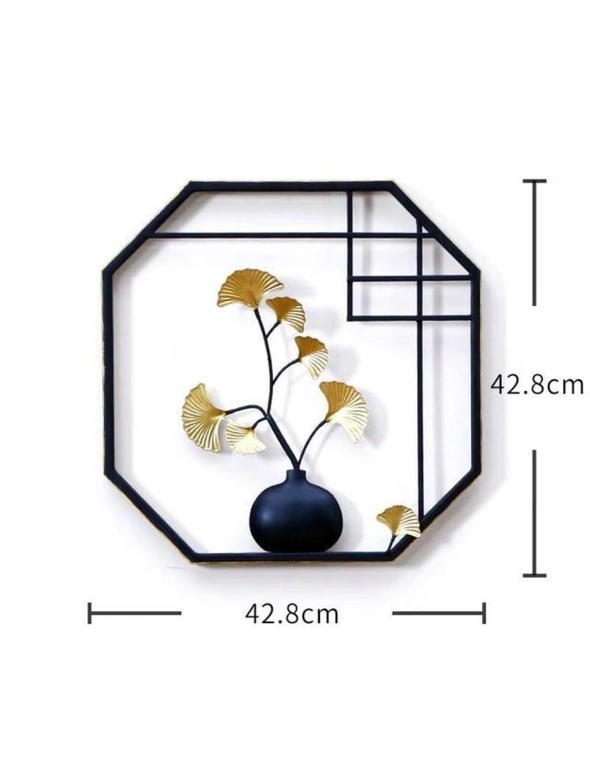 Chinese Ginkgo Biloba Teapot Or Vase Iron Hanging Wall Art Home Decor- H42.8cmxW42.8cm, hi-res image number null