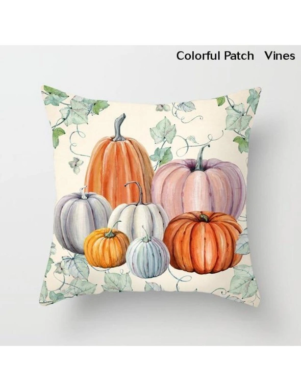 Watercolour Pumpkin Cushion Covers- Colorful Patch + Vines, hi-res image number null