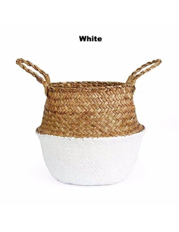 Colour Block Wicker Baskets Home Storage - White