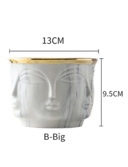 Marble Face Flower Pot And Vase With Gold Detail- Pot