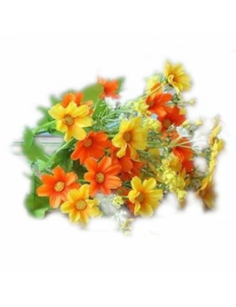 28 Head Cineraria Artificial Flower Bouquet - Yellow