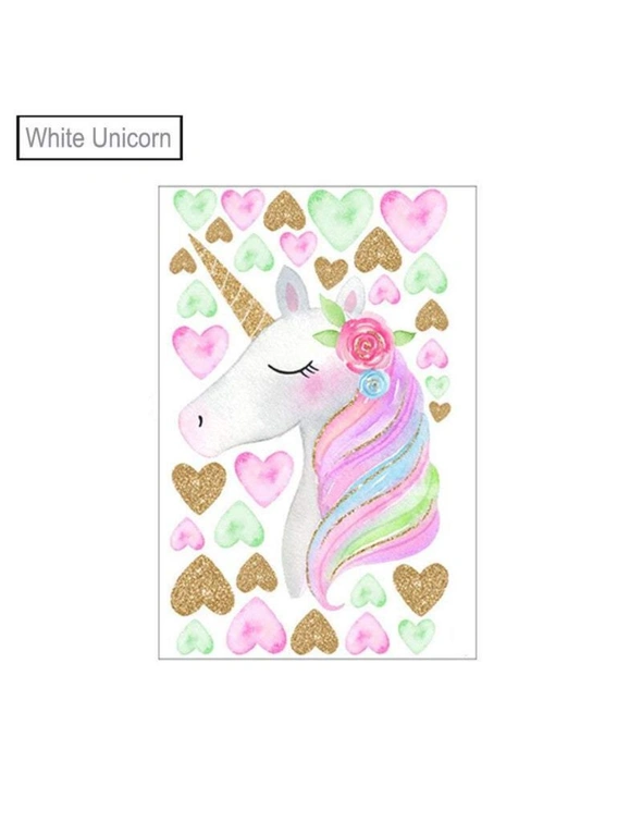 Unicorn and flower girls nursey wallpaper- White Unicorn, hi-res image number null