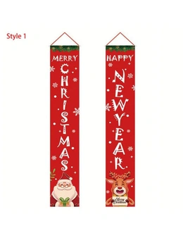 Christmas Porch Signs Christmas Door Couplet Home Decoration Christmas Ornaments- Style 1