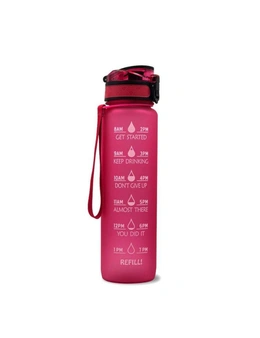 Drink Bottles 1L Leakproof Drinking Water Bottle Outdoor Bpa Free With Time Marker Sport Bottle - Red