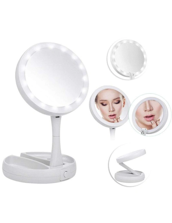 Double-Sided Foldable Led 10x Magnification Makeup Mirror- Standard, hi-res image number null