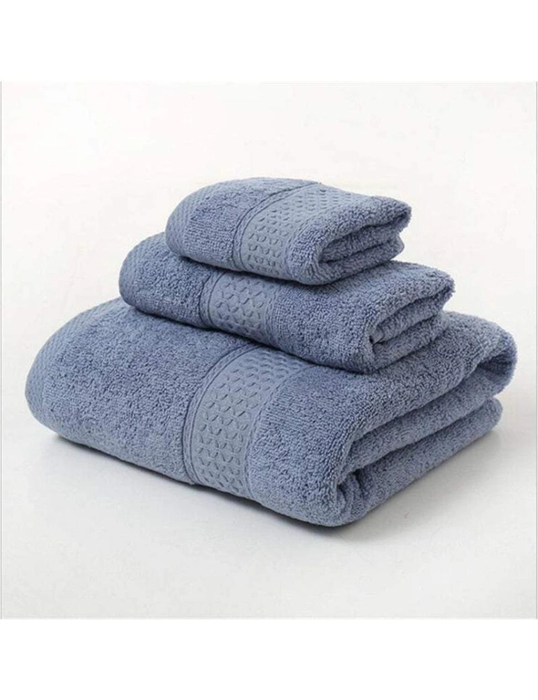 Towels 3Pcs Soft Cotton Towel Set Lightweight Bath Towels- Blue, hi-res image number null