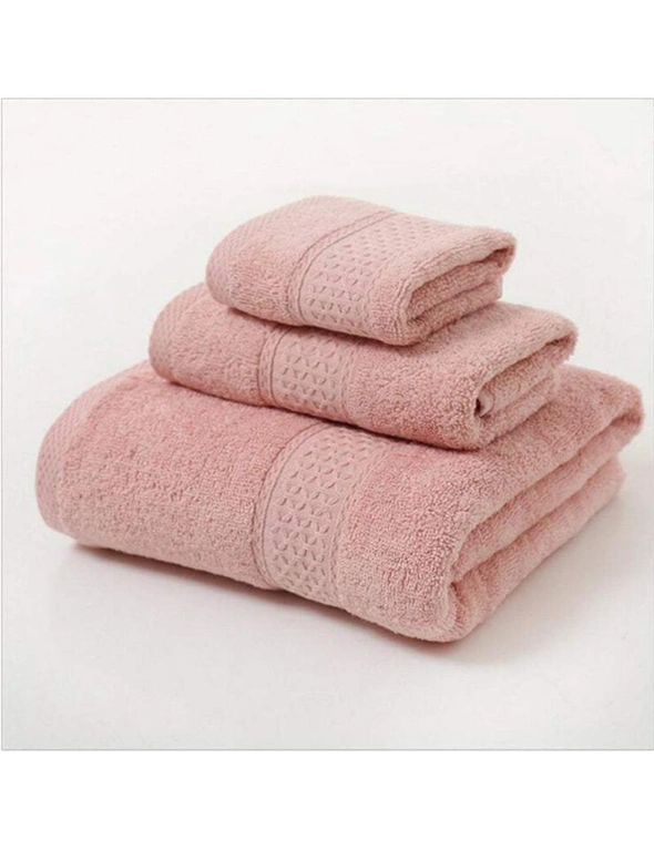 Towels 3Pcs Soft Cotton Towel Set Lightweight Bath Towels- Pink, hi-res image number null