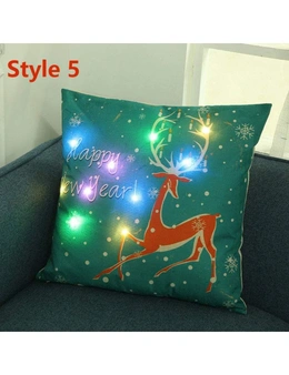 Christmas Led Lights Linen Cushion Covers Home Bed Sofa Decor - Style 5
