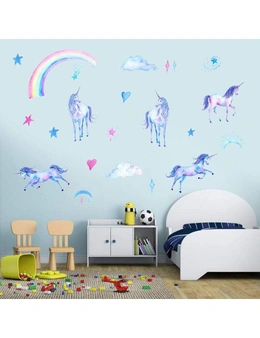 Wallpaper & Decals Cute Unicorn Rainbow Cloud Star Heart Wall Decal Removable Wall Stickers - Rainbow