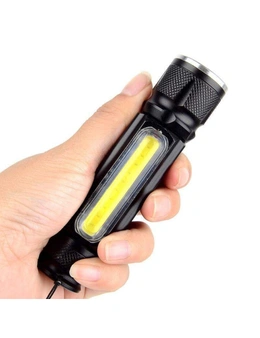 2 Sets of Mini Portable Multifunctional Usb Rechargeable Torch Camping Running Outdoor Light - Black