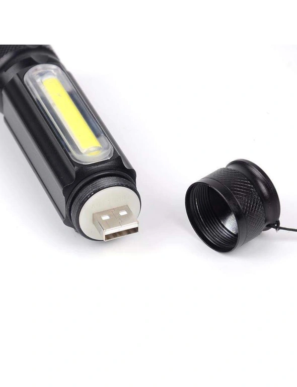 2 Sets of Mini Portable Multifunctional Usb Rechargeable Torch Camping Running Outdoor Light - Black, hi-res image number null