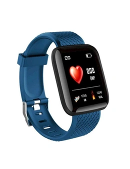 Fitness Tracker Colour Screen Rechargeable Smart Bracelet Sports Tracker- Blue