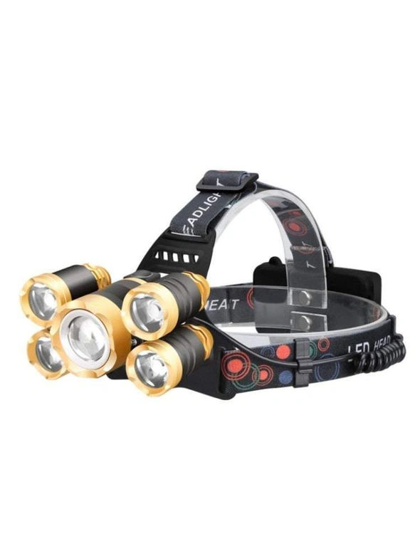 2 Sets of Outdoor Lighting Headlamp Rechargeable Led Lamp With Red Super Bright Flashlight Waterproof Forehead Adults Kids Camping Fishing Hiking Zoomable Headlight - Red, hi-res image number null