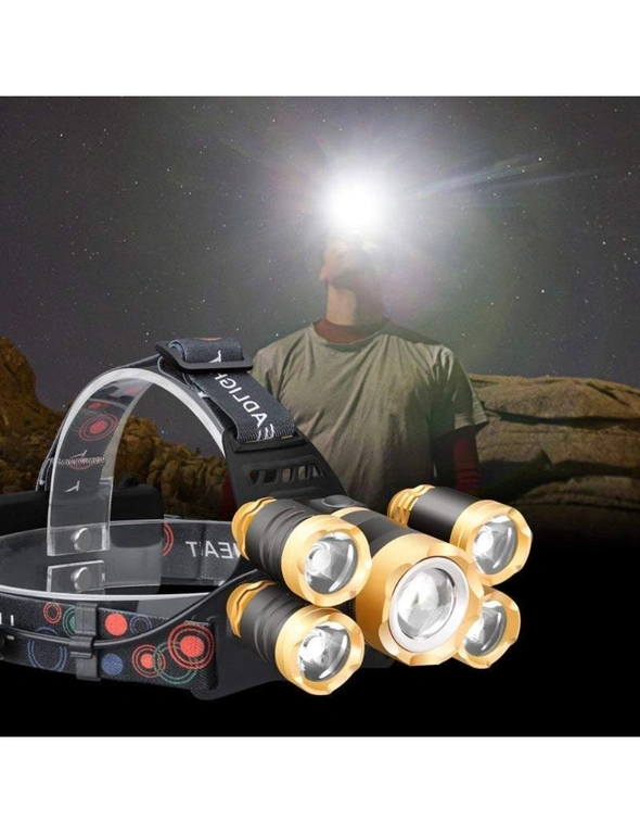 2 Sets of Outdoor Lighting Headlamp Rechargeable Led Lamp With Red Super Bright Flashlight Waterproof Forehead Adults Kids Camping Fishing Hiking Zoomable Headlight - Red, hi-res image number null