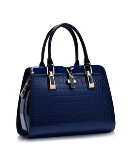 Ladies Pu Leather Shoulder Bag Portable Crossbody Handbag Navy- Standard