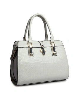 Ladies Pu Leather Shoulder Bag Portable Crossbody Handbag White- White