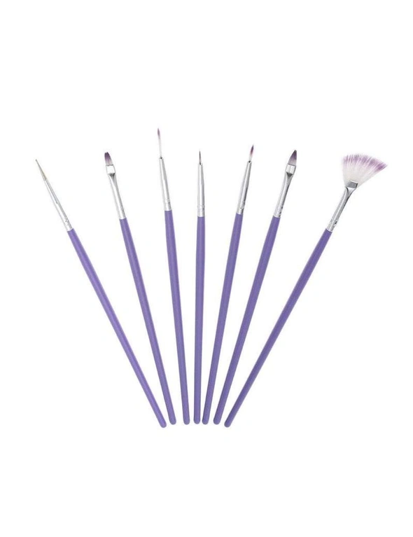 Nail Art 7Pcs Purple Brush Set - Purple, hi-res image number null