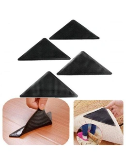 Rug Pads Anti-Slip Pad Patch Reusable Floor Carpet Mat Gripper 5Pcs- Black - Black