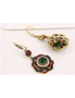 2 Sets of Rings Women Retro Pop Earrings Bohemian Ethnic Flower Pendant Alloy Vintage Drop Hook - Red, hi-res