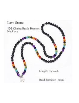 Volcanic Stone Chakra Bead Bracelet Necklace - Om Section