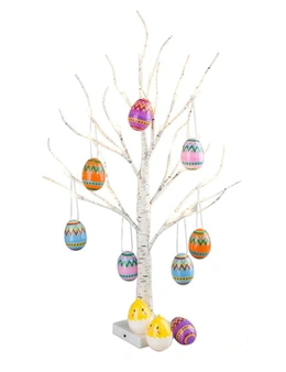60Cm Easter Decor Led Birch Tree Light Easter Eggs Hanging Ornaments - 6Pcs Easter Eggs