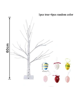 60Cm Easter Decor Led Birch Tree Light Easter Eggs Hanging Ornaments - Easter Tree With 6 Eggs