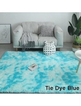 11 Designs Tie-Dye Fluffy Plush Rug Colourful Bedroom Decor - Tie Dye Blue - 120X200cm