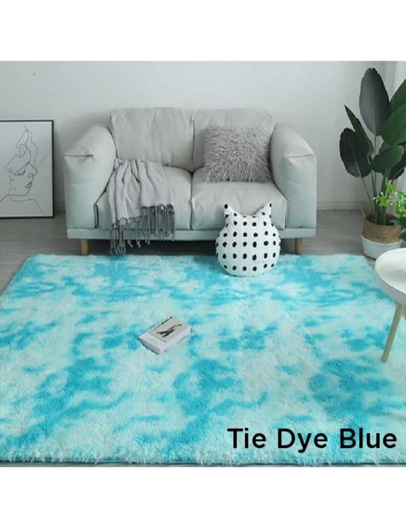 11 Designs Tie-Dye Fluffy Plush Rug Colourful Bedroom Decor - Tie Dye Blue - 120X200cm, hi-res image number null