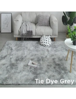 11 Designs Tie-Dye Fluffy Plush Rug Colourful Bedroom Decor - Tie Dye Grey - 100X200cm