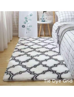11 Designs Tie-Dye Fluffy Plush Rug Colourful Bedroom Decor - Tie Dye Grid - 120X160cm