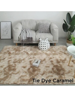 11 Designs Tie-Dye Fluffy Plush Rug Colourful Bedroom Decor - Tie Dye Caramel - 140X200cm