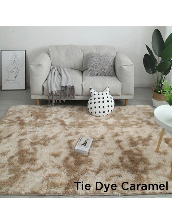 11 Designs Tie-Dye Fluffy Plush Rug Colourful Bedroom Decor - Tie Dye Caramel - 140X200cm, hi-res image number null