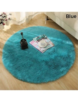Fluffy Faux Fur Round Rug Kids Room Plush Shaggy Rugs - Blue - 160X160cm