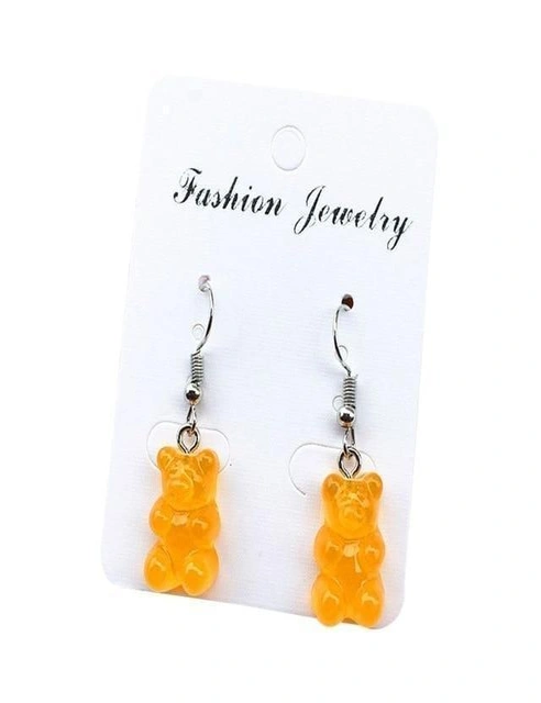Gummy Bear Earrings - Orange - Dangle, hi-res image number null