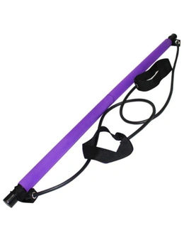 Portable Pilates Bar Resistance Band Yoga Stretch Rope Home Gym Fitness - Purple