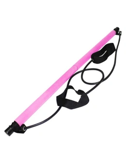 Portable Pilates Bar Resistance Band Yoga Stretch Rope Home Gym Fitness - Pink