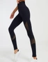 Black/Pink Yoga Leggings High-Rise Tummy Control Home Gym Fitness Workout Leggings - Black - S, hi-res